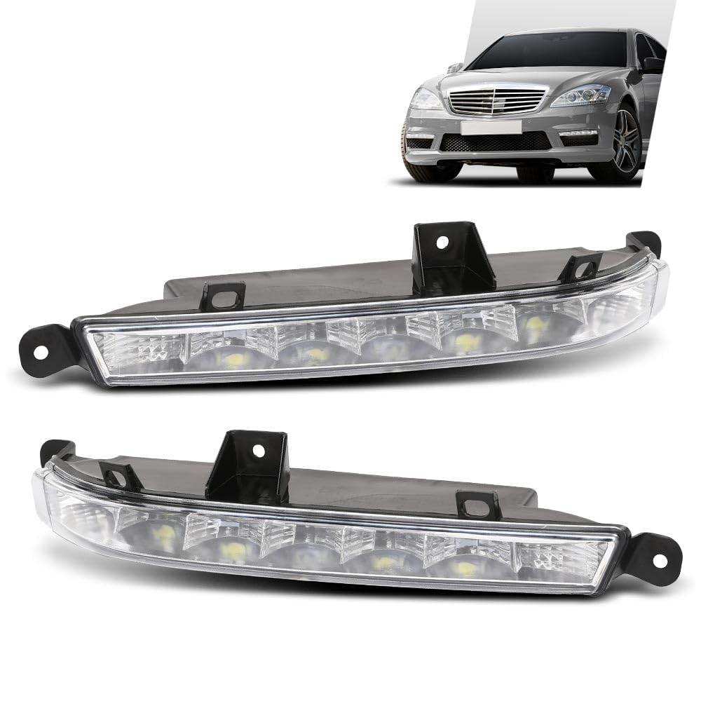 G-PLUS LED Pair Fog Lamp Daytime Running Lights, Compatible with Benz W221 S63 AMG 2007-2013, LH Driver & RH Passenger Side 2PCS, 2218201356, 2218201456