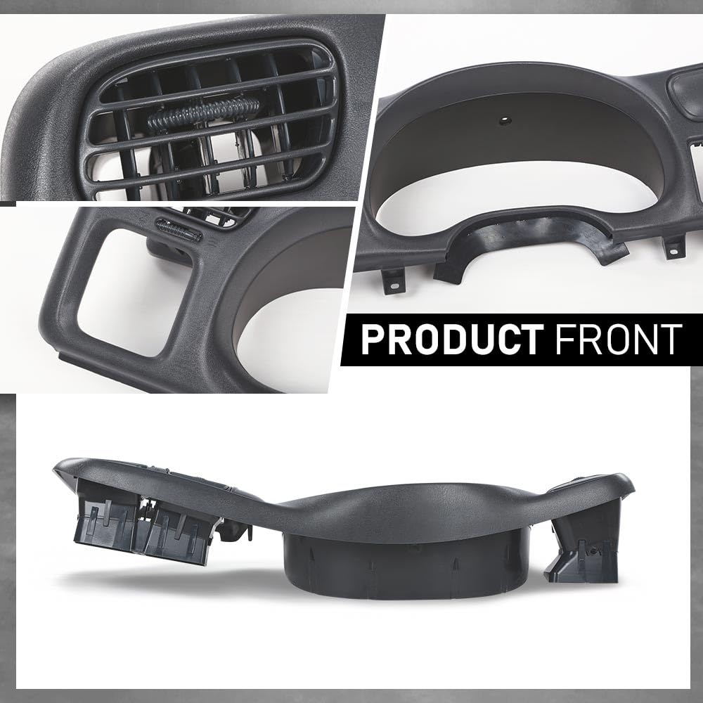 G-PLUS Dashboard Bezel Cluster Dash Bezel Trim Double Din Compatible with Chevy Blazer S10 GMC Jimmy Sonoma 1998-2004 Dark Gray