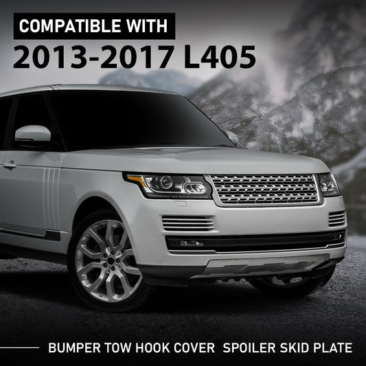 G-PLUS Front Bumper Tow Hook Cover Spoiler Skid Plate Compatible with Range Rover L405 2013-2017 Black