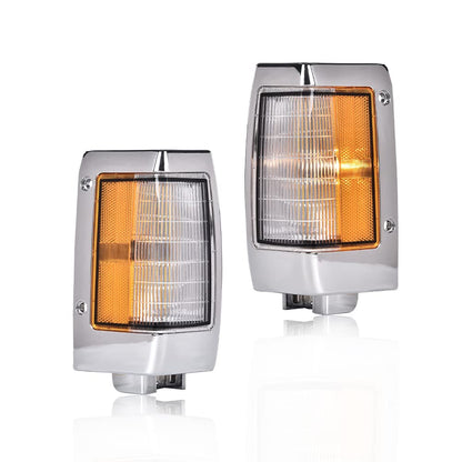 G-PLUS Parking Corner Side Marker Signal Light Lamp Pair Set Compatible with 1990-1997 D21 Pickup White Nissan B611088G00 B611588G00 NI2550107 NI2551107