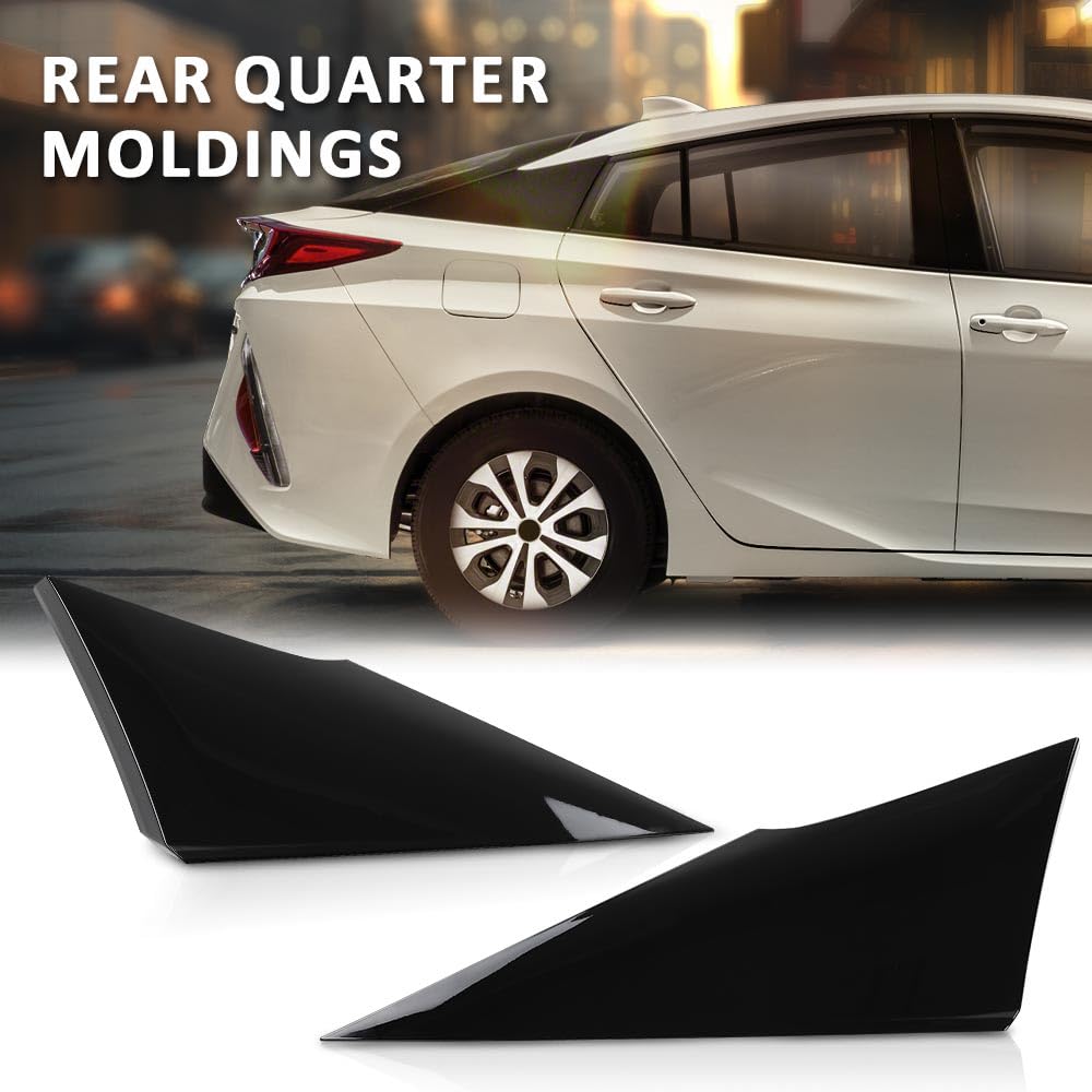 G-PLUS Rear Quarter Moldings Left and Right Side Compatible with Toyota Prius 2016-2021 62505-47012 62506-47012 Glossy Black