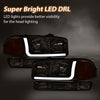 G-PLUS LED DRL Headlights Assembly, Compatible with 1999-2007 GMC Sierra 1500/2001-2007 GMC Sierra 1500 HD Bumper Headlamps, Clear Lens Chrome Housing Amber Reflector,faros delanteros