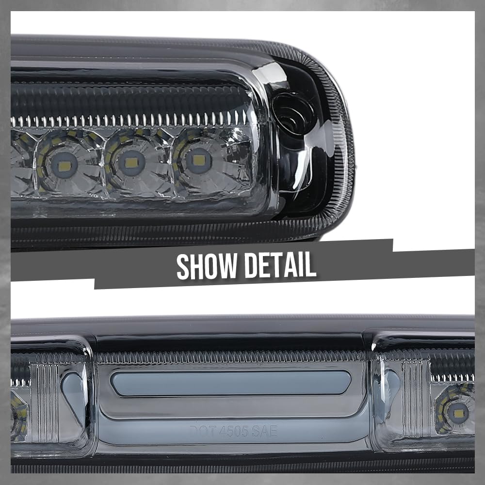 G-PLUS LED Third 3rd Brake Light Compatible with Chevy Silverado/GMC Sierra 1500 2500 3500 & HD Models 1999-2007 3rd High Mount Stop Lamp, Smoky Lens Clear Housing, 5978318 16525205