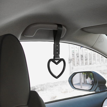 G-PLUS JDM Tsurikawa Ring Heart Subway Train Bus Car Handle Hand Straps Drift Charm,Rear Bumper Warning Ring (Black)
