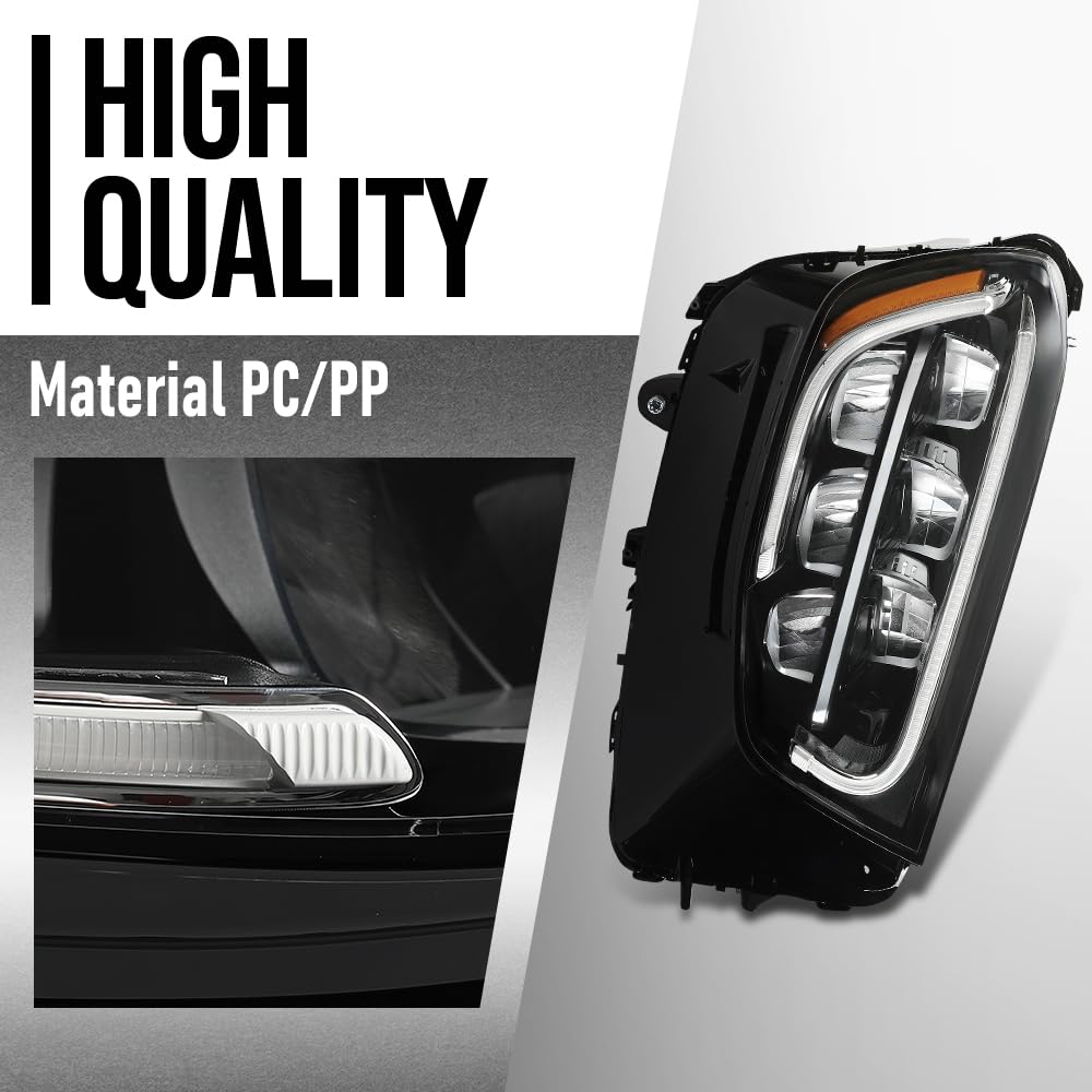 G-PLUS LED Headlight Front Right Side Compatible with Benz GLC Class X253/C253 2020 2021 2022 LED Model, Fit Headlight Without Adaptive Only 2539069203, MB2503262 Black