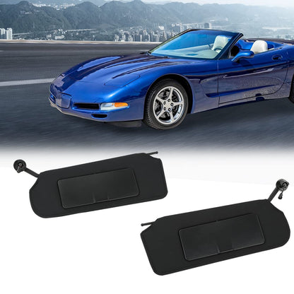G-PLUS Sun Visor Vanity Mirror Sunvisors Shaded Compatible with Chevy C5 Corvette (8 Cyl, 5.7L) 1997 1998 1999 2000 2001 2002 2003 2004 1Pair Black Sun Visors 10442033 10442034