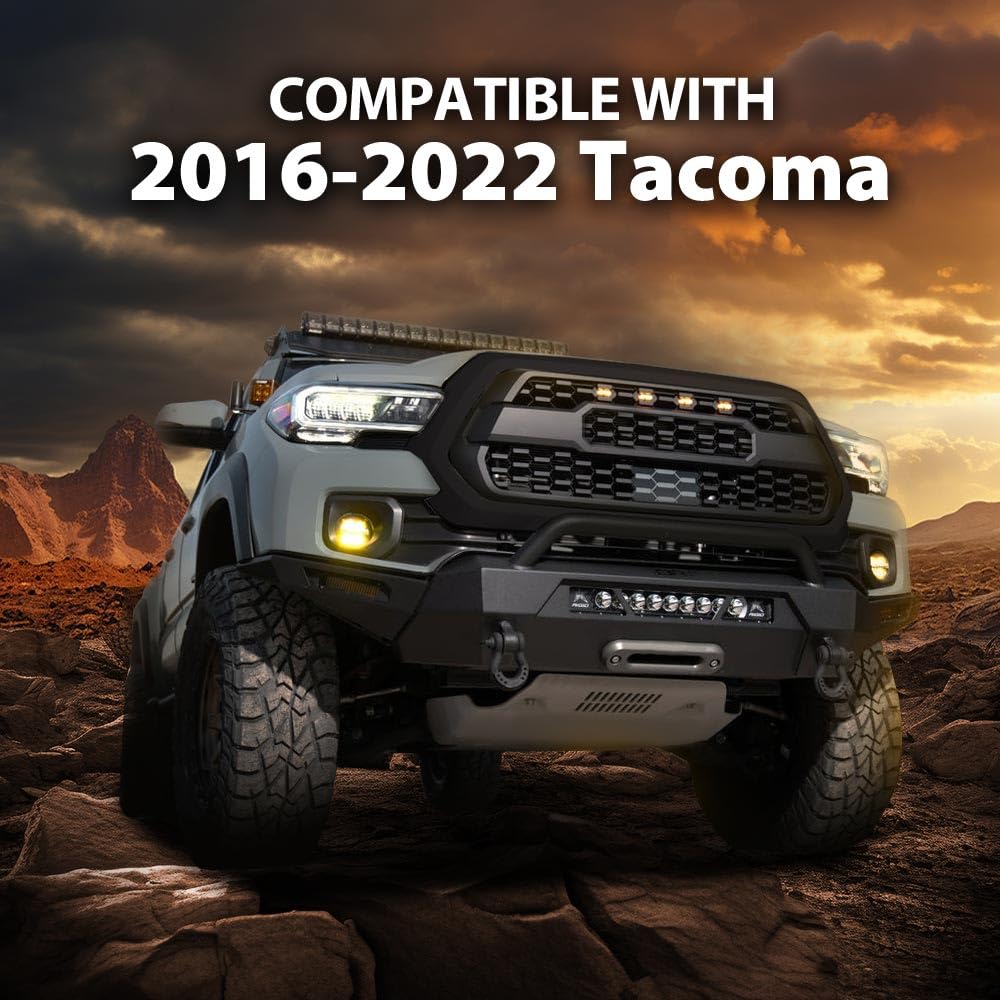 G-PLUS Front Upper Grille Outer Frame Surround Compatible with Toyota Tacoma 2016-2022 Matte Black