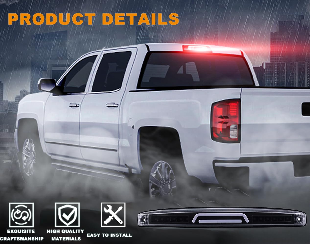 G-PLUS 3D LED Bar Rear Center Tailgate Lamp Brake Light Compatible with Dodge 2003-2006 Ram 2500 3500 Truck