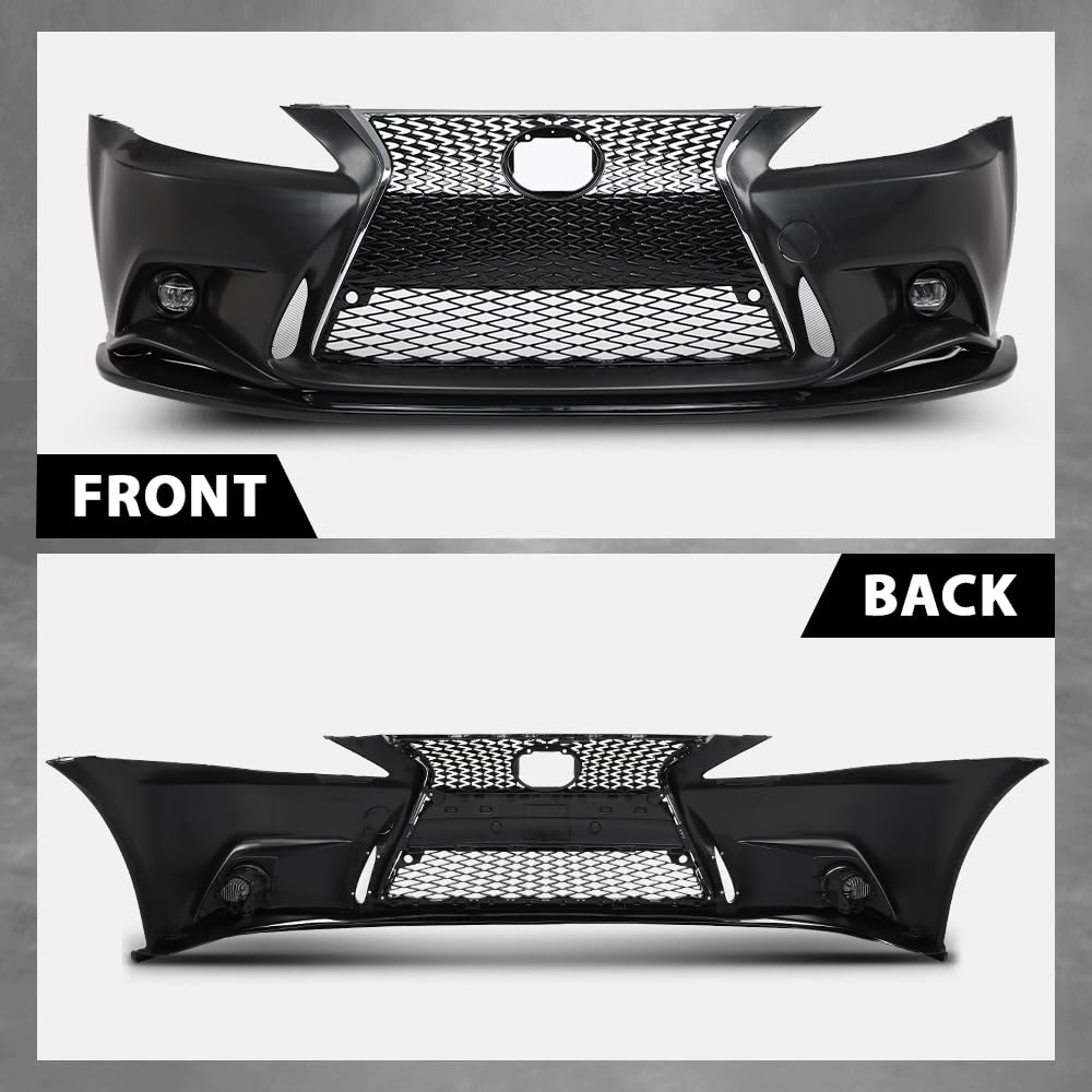 G-PLUS Black Lexus IS Front Bumper Kit + Lip + Plate (2006-2013 LX IS IS250 IS350 & 14+ F-Sport)