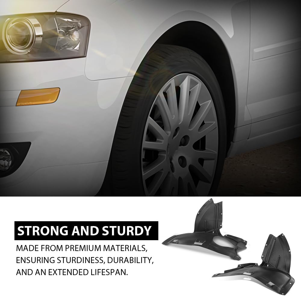 G-PLUS Fender Liner Front Driver and Passenger Side Front Section Compatible with Audi A3 Base 2006-2008 8P0821191C, 8P0821192B, AU1250101, AU1251101 Black