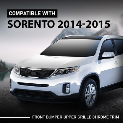 G-PLUS Front Bumper Upper Grille Grill W/Chrome Trim, Compatible with Kia Sorento 2014-2015, KI1200155, KI1200155C, 863501U500, KI1200155D