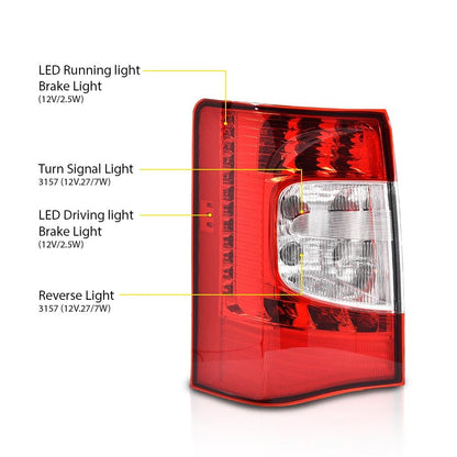 G-PLUS LED Rear Tail Lights Lamps Left & Right w/Bulbs Compatible with Chrysler Town & Country 2011-2016 CH2800198, CH2801198,5182531AE, 5182530AE