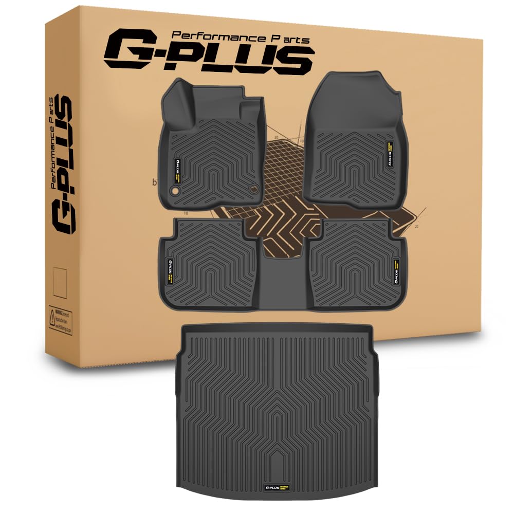 G-PLUS Floor Mats & Cargo Liner,Fit Honda CR-V CRV 2023 2024 2025(Include Hybird Models) TPE All Weather Full Cover Protection Car Trunk Mat (Upper Position),1st & 2nd Row & Trunk Liner Black 4PCS