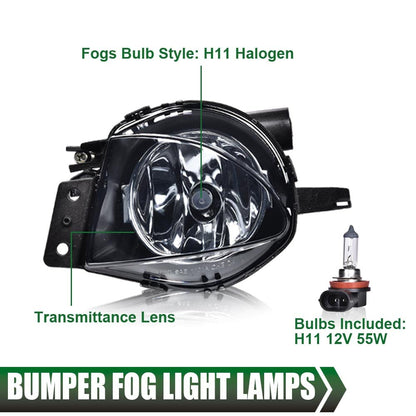 GPLUS Bumper Fog Lights W/bulb Compatible With 2006-2008 BMW E90 325i 328i 330i 335i, Driver & Passenger Side Bumper Mounted Fog Lamps (Smoky lens) neblineros para autos delantero faros antiniebla