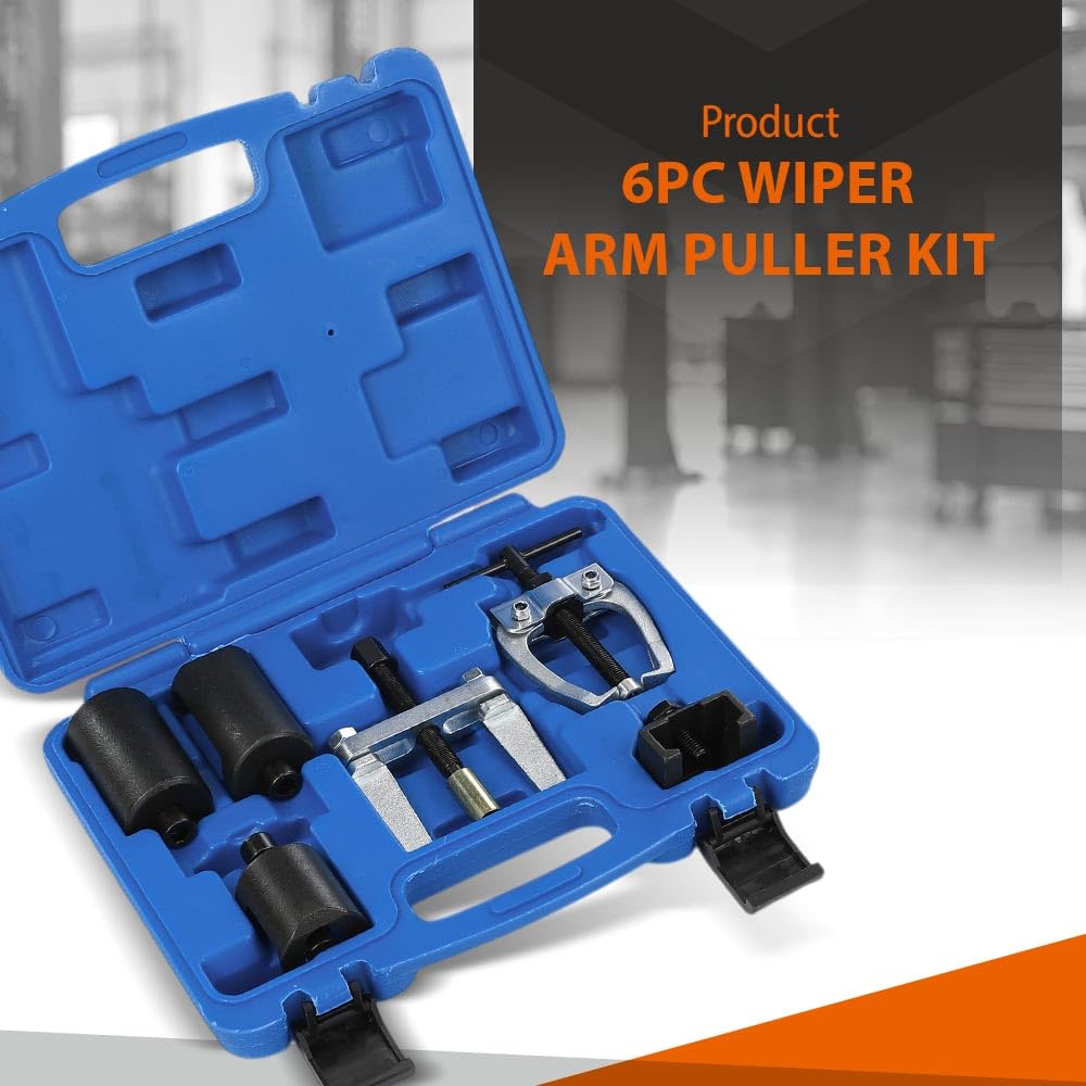 G-PLUS Universal Windshield Wiper Arm Puller Removal Kit DIY Disassemble Tool Fit VW Opel Porsche Honda BMW Audi Ford Benz 6PCS Heavy Duty Tool Set Black