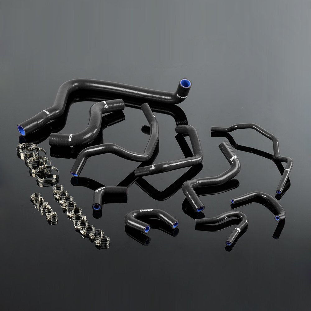 G-PLUS Silicone Radiator & Heater Hose Pipe Kit Clamps Compatible With Honda Accord CB7 F22a F20a 1990-1993, Black