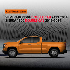 G-PLUS Floor Mats for Chevy Silverado GMC Sierra 1500 Double Cab 2019-2025 Front View