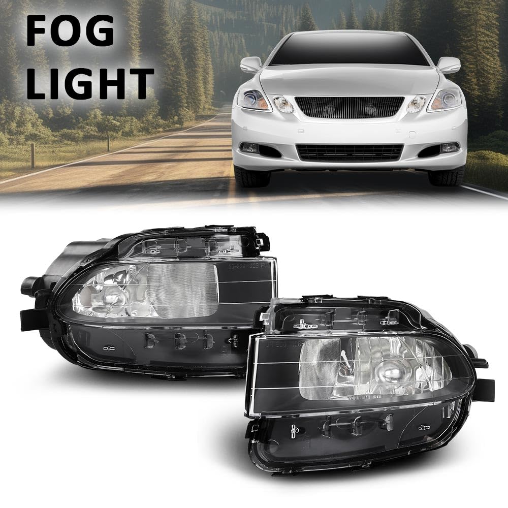 G-PLUS Fog Lights Assembly Lamp Clear Lens Compatible with Lexus GS300 GS350 GS430 GS450h GS460 2006-2011 8122130282