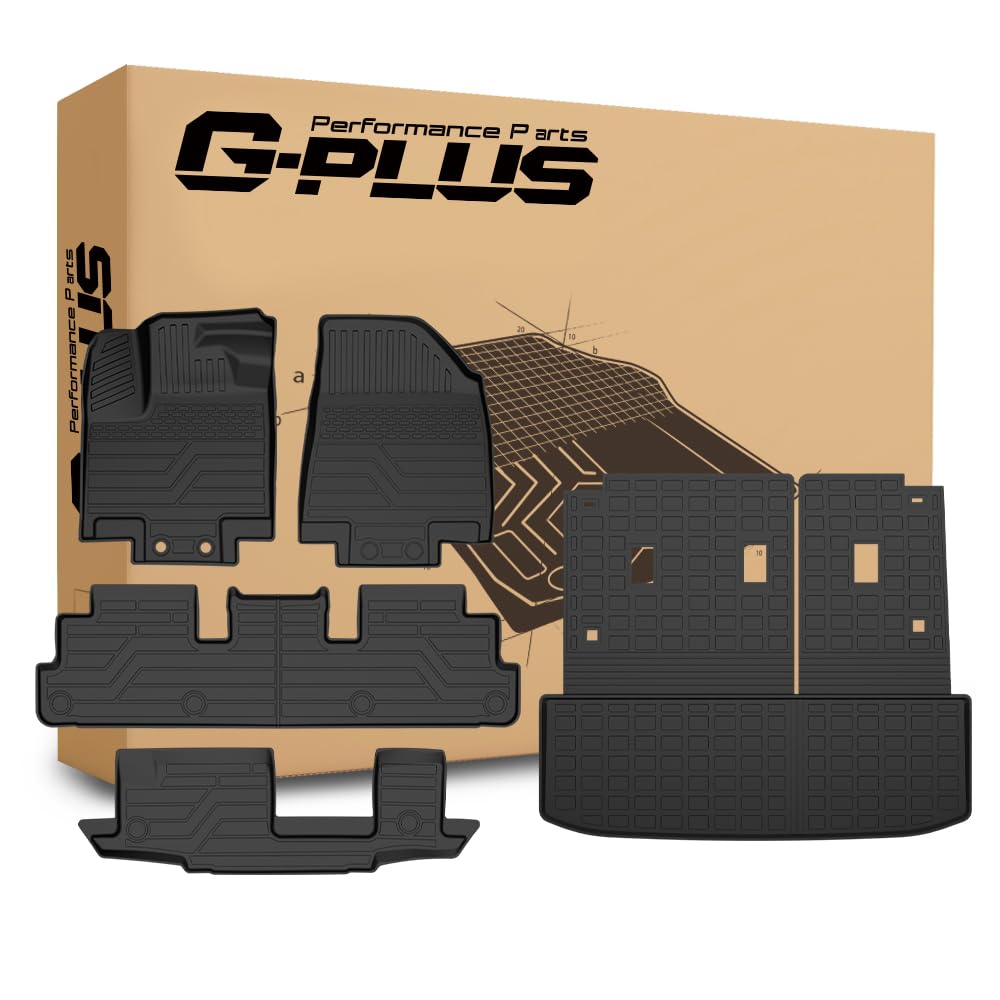 G-PLUS TPE Floor Mats Fit Nissan Pathfinder 2022-2026 7 & 8 Seats 1st & 2nd & 3rd Row & Trunk Mat Truck Accessories Cargo Liners All Weather Protection 5PCS Black Alfombras para Carro