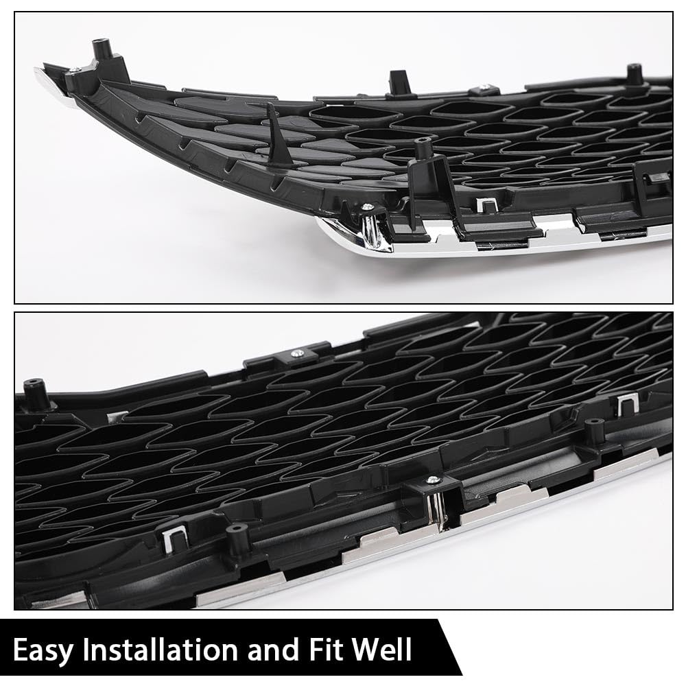 G-PLUS Front Upper Bumper Grille Assembly Compatible with Kia Optima LX EX 2016 2017 2018 Chrome ABS Grill 86350-D5020,KI1200189