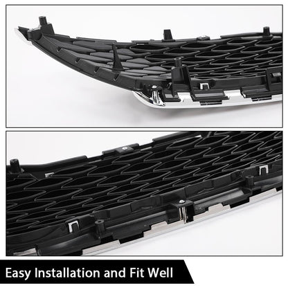 G-PLUS Front Upper Bumper Grille Assembly Compatible with Kia Optima LX EX 2016 2017 2018 Chrome ABS Grill 86350-D5020,KI1200189