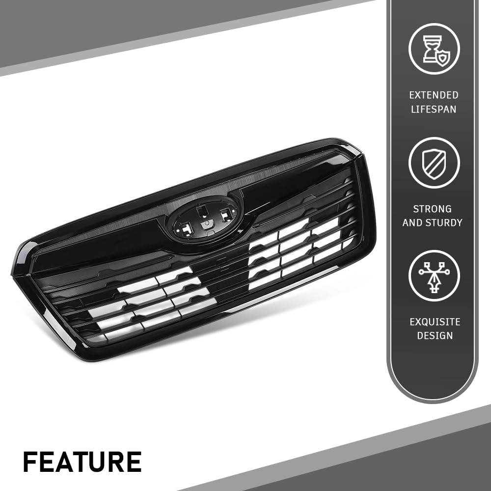 G-PLUS Front Bumper Grille w/Camera Hole Compatible with Subaru Forester 2019-2021 Gloss Black