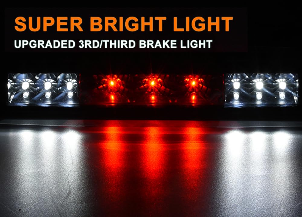 G-PLUS LED 3rd Third Brake Light High Mount Stop Light Compatible with Chevy Silverado/GMC Sierra 1500 2500 HD 3500 HD 2007-2013 Rear Brake Tail Lamp Smoke Lens