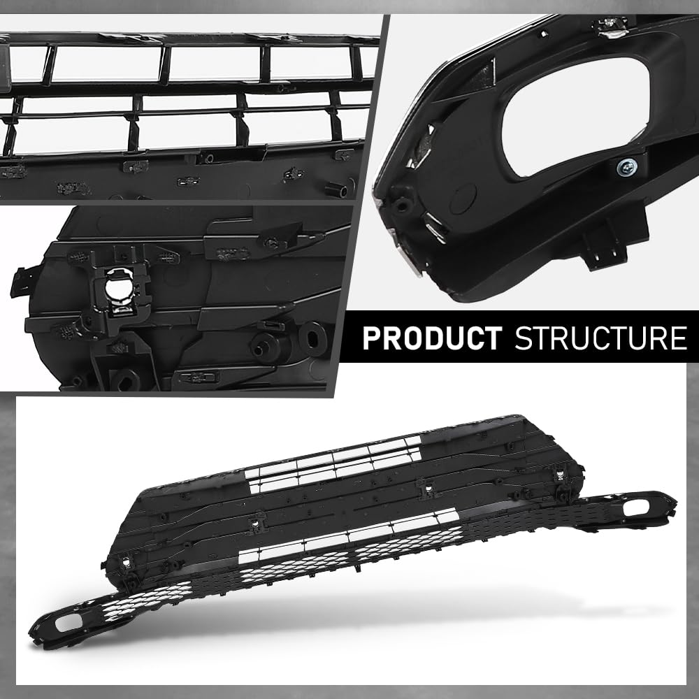 G-PLUS Front Lower Bumper Grille Grill, Compatible with Toyota Sienna 2021-2024, W/Sensor Holes, W/o Camera Option, 5310208070, TO1036247