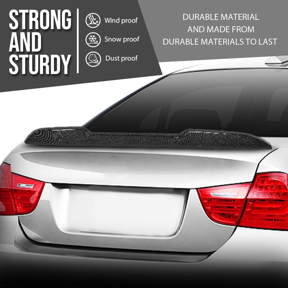 G-PLUS Rear Trunk Spoiler Wing Compatible with BMW E90 3 Series 4-Door Sedan Model 2006-2011 Not Fit 2-Door Convertible/2-Door Coupe/Wagon Models Rear Spoiler Trunk Carbon Fiber Black