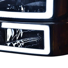 G-PLUS LED DRL Headlights for Chevy Avalanche 1500 2500 2003-2006 Smoky Chrome Amber Product Image