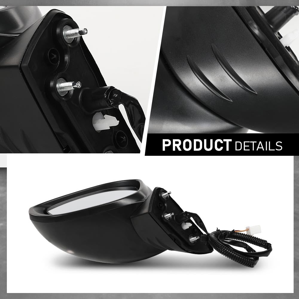 G-PLUS Power Mirror w/ 3-Pin Left Driver Side Compatible with Honda Civic LX/Sport 2022-2023 Manual Folding 76258T20A01-PFM HO1320350 Glossy Black