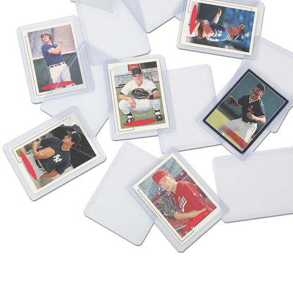 G-PLUS 100 Counts 3"X4" Card Sleeves Baseball Card Protectors,Hard Plastic Sportcards Football Game Card Holder,Collecting Trading Clear Card Sleeves 1.5MM(100 Hard Sleeves + 100 Soft Sleeves)