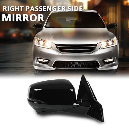 G-PLUS Power Heated Mirror w/Turn Signal Lane Assist Camera Right Passenger Side Compatible with Honda Accord Sedan 2013-2015 76200T2GA41ZC HO1321275 Glossy Black