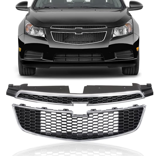 G-PLUS Front Bumper Upper & Lower Grill Compatible with Chevy Cruze 2011-2014 (Not Fit ECO Model) Black Grille Pair GM1200624, 95225615