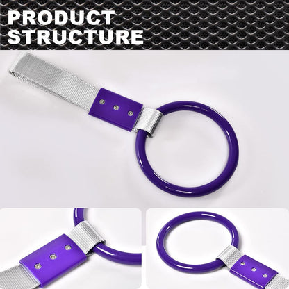 G-PLUS JDM Tsurikawa Ring Round Subway Train Bus Car Handle Hand Straps Drift Charm, Rear Bumper Warning Ring (Purple)