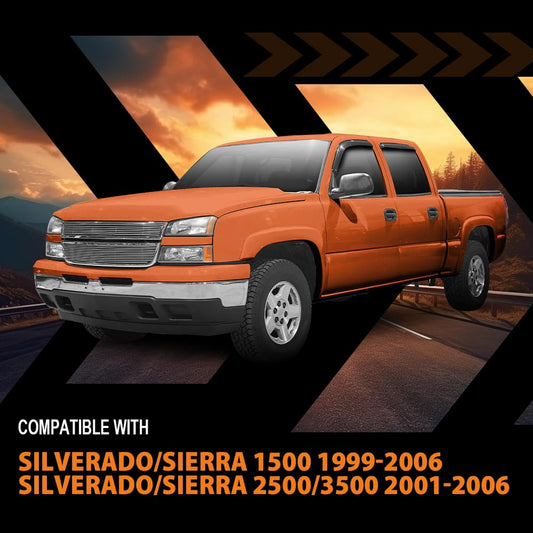 G-PLUS Out-Channel Window Visor Deflectors Compatible with Chevy Silverado & GMC Sierra 1500 1999-2006 | Rain & Glare Protection | Cab Cooler | Smoky