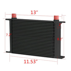 G-PLUS Oil Cooler Kit 25 Row Aluminum Universal Engine Transmission Oil Filter Kit Front View