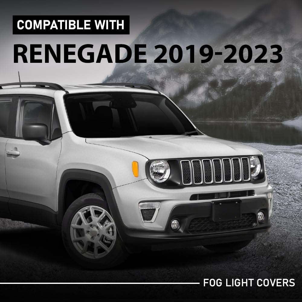 G-PLUS Pair Front Fog Light Covers, Compatible with Jeep Renegade 2019-2023, LH Driver & RH Right 2PCS, 6VP53LXHAA, 6VP55LXHAA