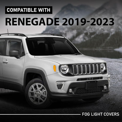 G-PLUS Pair Front Fog Light Covers, Compatible with Jeep Renegade 2019-2023, LH Driver & RH Right 2PCS, 6VP53LXHAA, 6VP55LXHAA