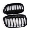 Black Front Bumper Kidney Grille Hood Grill Compatible for BMW F48 F49 X1 2016-2017