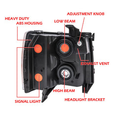 G-PLUS Headlights Assembly for Chevy Silverado 1500 2500 3500 2007-2014 Clear Black Amber Product Features