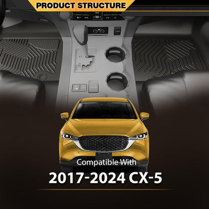G-PLUS TPE Cargo Liners Compatible with Mazda CX-5 2017-2024 3PCS Floor Liners All Weather Full Cover Protection Black Front & 2nd Row Interior Accessories