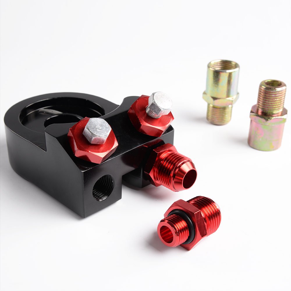 30 ROW AN10 Universal Engine Aluminum Oil Cooler Kit + 7" Electric Cooling Fan + Oil Filter Adapter Kit