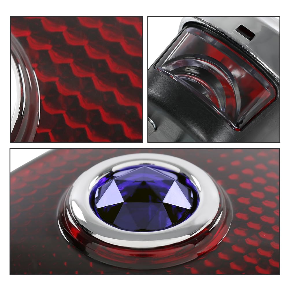 G-PLUS Tail Lights Assembly w/Blue Jewel Compatible with Chevy GMC Truck 1940-1953 w/Chrome Rim Left & Right Side Tail Lamps Luces Traseras, Red Lens
