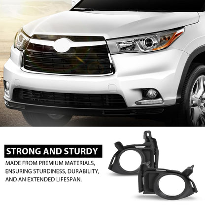 G-PLUS Pair Front Fog Light Bezel, Compatible with Toyota Highlander 2014 2015 2016, Bumper Cover Trims, Left Driver & Right Passenger Side 2PCS, TO1039178, TO1038178
