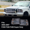 G-PLUS LED Point Style Headlights Assembly,Compatible with Ford F250 F350 F450 F550 Super Duty 2005 2006 2007,Headlamps DRL BAR Smoky Lens Chrome Housing Amber Reflector,faros delanteros