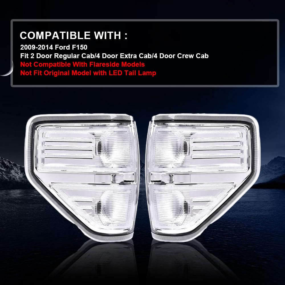 G-PLUS Tail Lights Compatible with Ford F150 2009 2010 2011 2012 2013 2014,FO2819148 Clear Lens Luces Traseras, Faros Traseros Left & Right Rear Lights Luces Traseras Faros TraserosAssembly