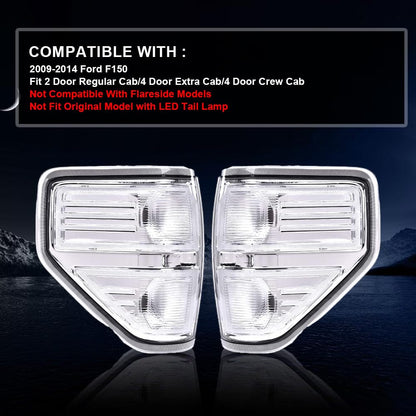 G-PLUS Tail Lights w/Bulb Compatible with Ford F150 2009-2014(Not Fit Ogriginal Model with LED Tail Lamp) White lens luces traseras, faros traseros Brake Lamps Left & RightAssembly