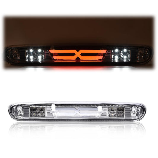 G-PLUS LED Third Brake Light Compatible With 07-14 Chevy Silverado/GMC Sierra,3RD LED Bar Brake/Cargo Light,Type X (Clear lens Chrome Housing Amber Reflector)