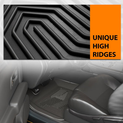G-PLUS Floor Mats 3PCS Compatible with Honda Fit 2015 2016 2017 2018 2019 2020 Floor Liners TPE All Weather Custom Fit Protection Floor Cargo Liners 1st & 2nd Row Black alfombras para carro